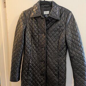 Neiman Marcus Exclusive Black 100% Lamb Leather Lined Quilted Jacket Size S